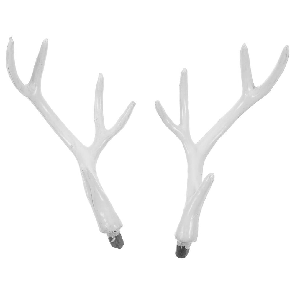 1788 1Pair Antler Headdresses Accessory for Christmas DIY Decor White Deer